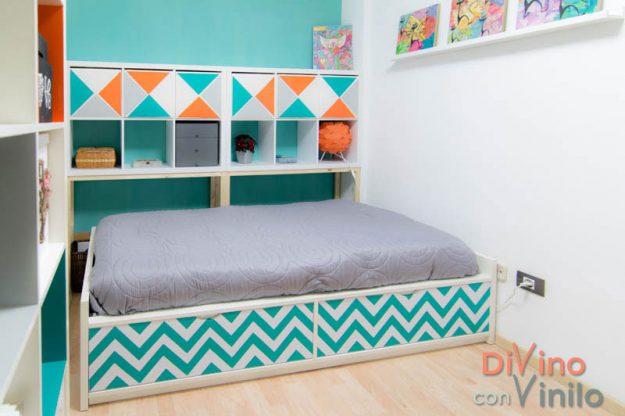 cama-con-vinilo forrar con vinilo lateral de la cama