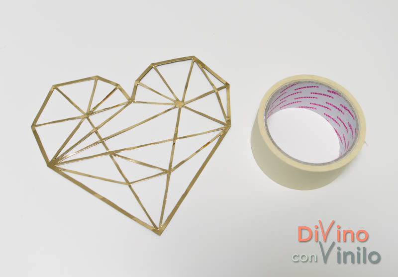 corazon-geometrico-paso2 corazón geométrico con vinilo dorado