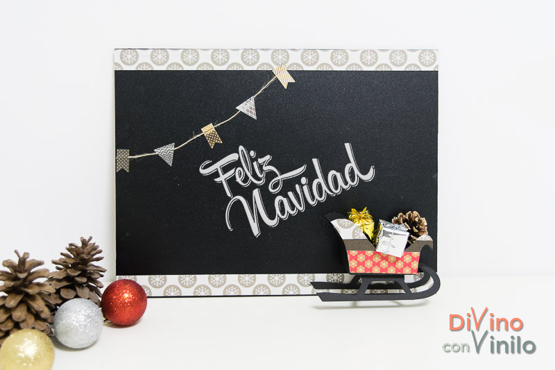 pizarra-trineo-vinilo-terminada pizarra con trineo hecha con vinilo pizarra