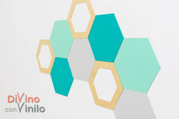 hexagonos-forrados-vinilo-terminado1 mural de pared con hexágonos forrados con vinilo adhesivo