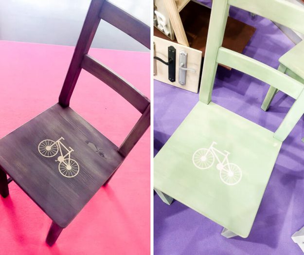 plantillas-vinilo-sillas-bici sillas decoradas con plantillas de vinilo adhesivo