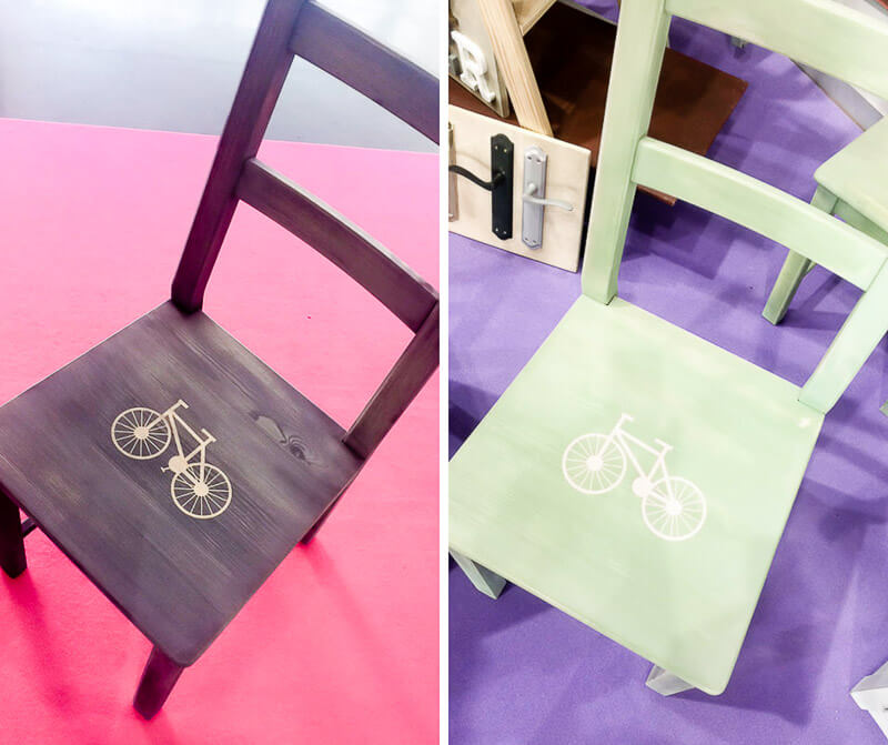 plantillas-vinilo-sillas-bici sillas decoradas con plantillas de vinilo adhesivo