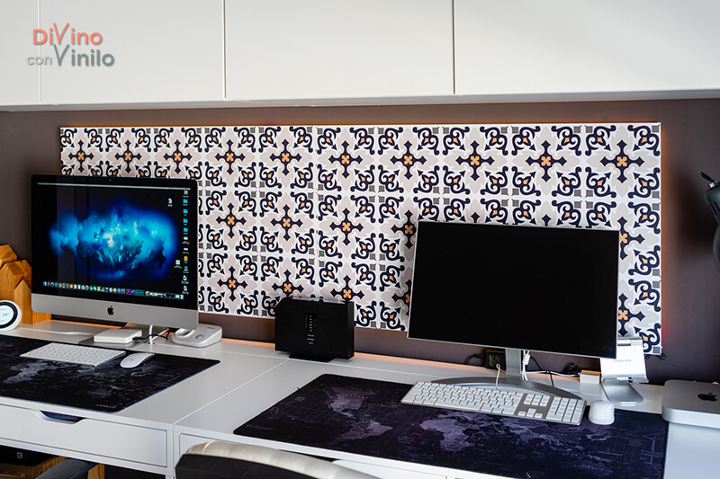 panel LED forrado con vinilo de baldosas hidráulicas